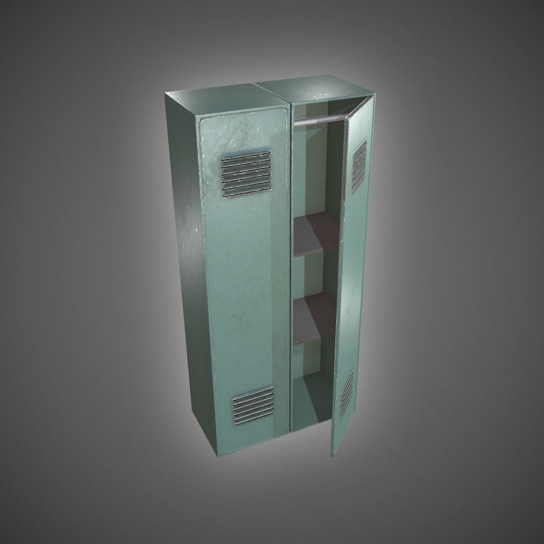 Metal Locker Low-poly 3D model_2