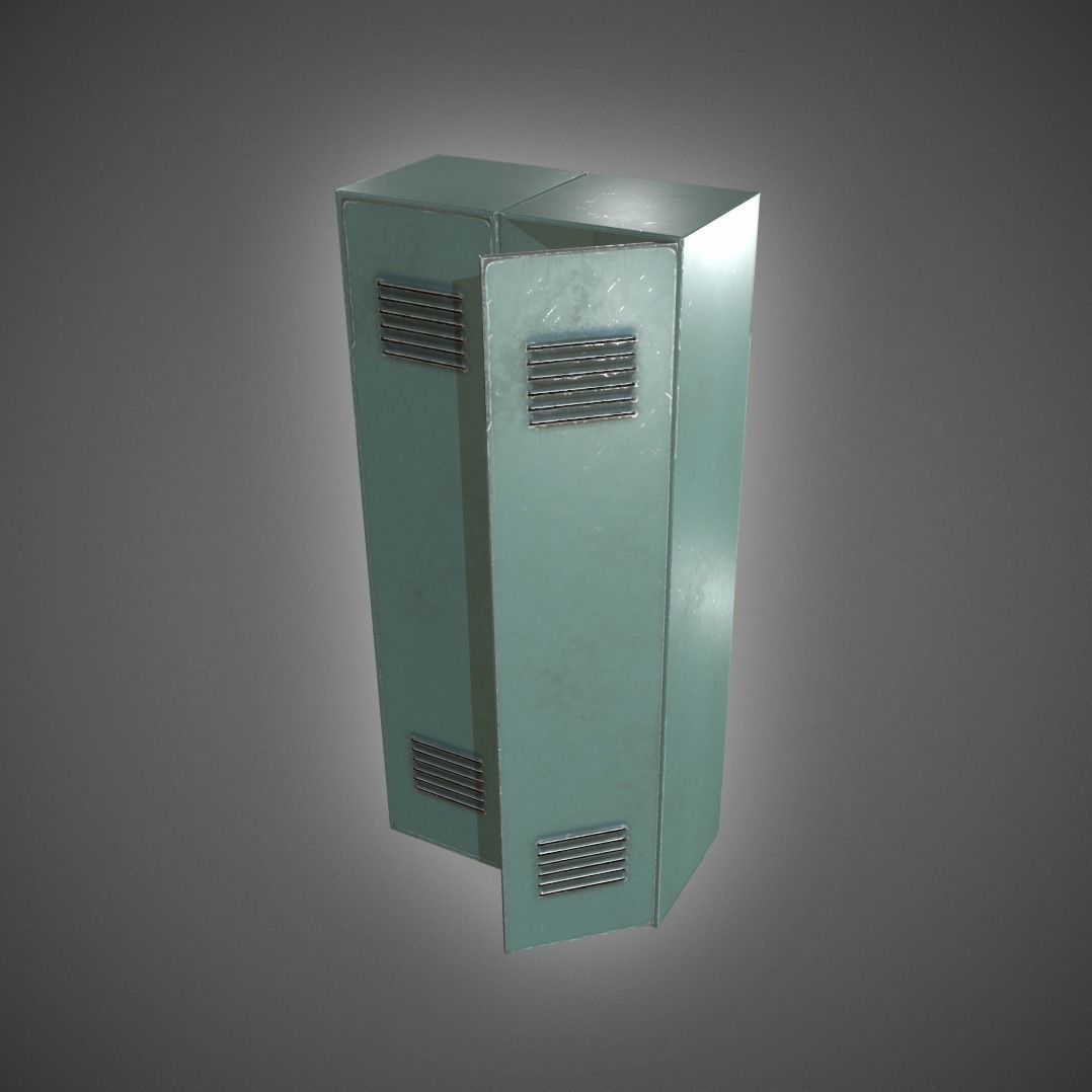 Metal Locker Low-poly 3D model_5