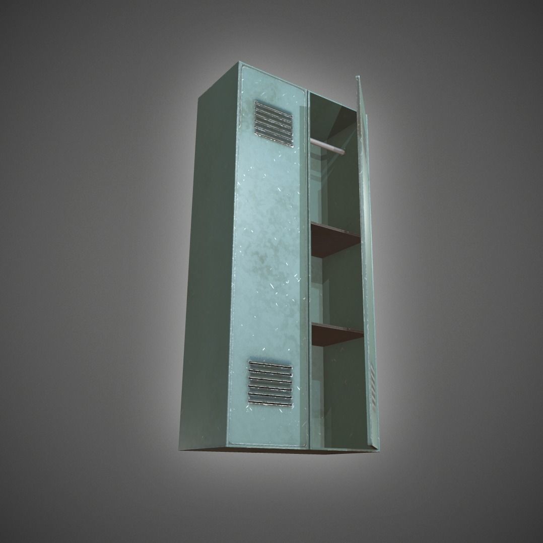 Metal Locker Low-poly 3D model_14