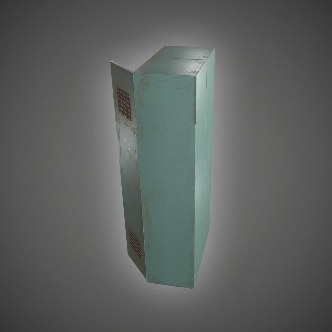 Metal Locker Low-poly 3D model_7