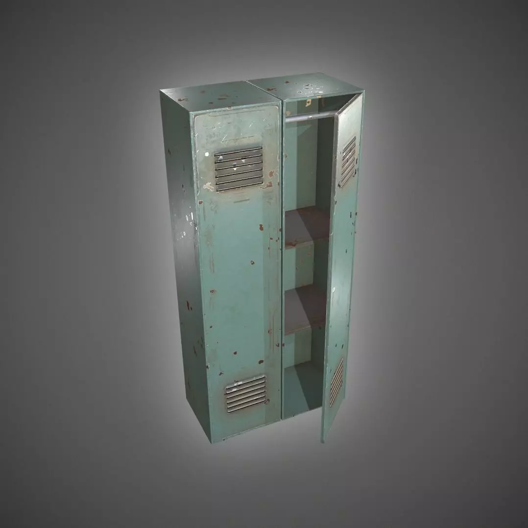 Metal Locker Low-poly 3D model_0