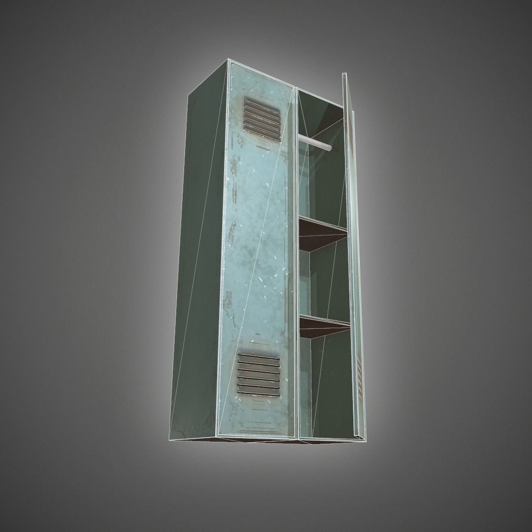 Metal Locker Low-poly 3D model_24