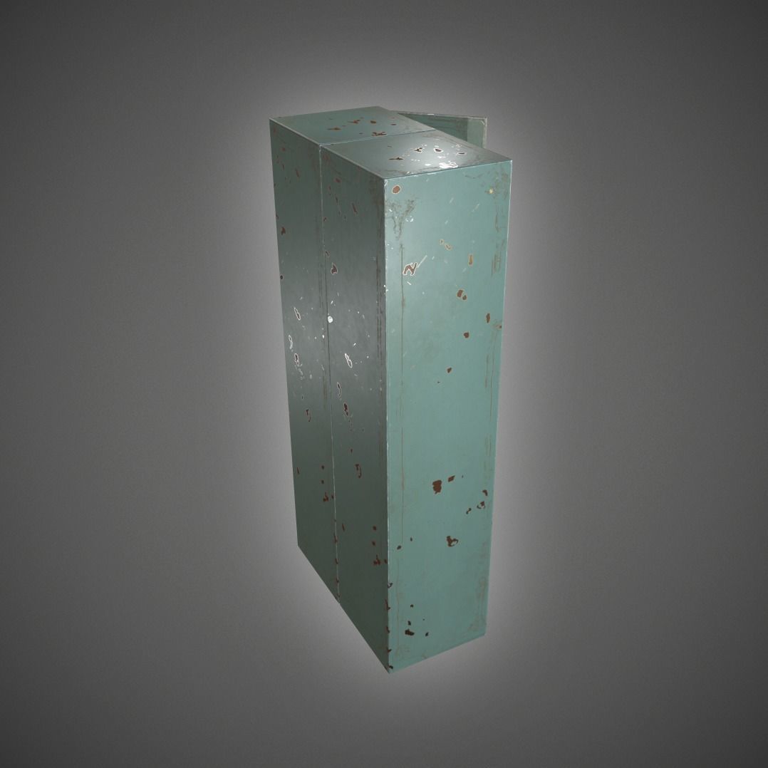 Metal Locker Low-poly 3D model_9