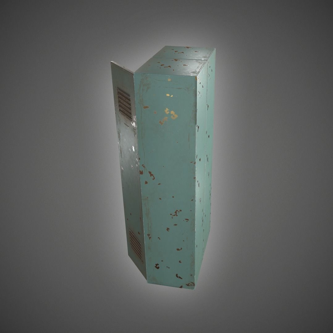 Metal Locker Low-poly 3D model_6