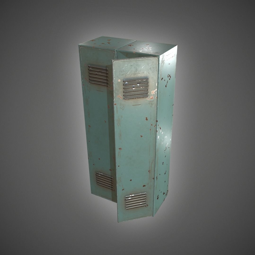 Metal Locker Low-poly 3D model_3