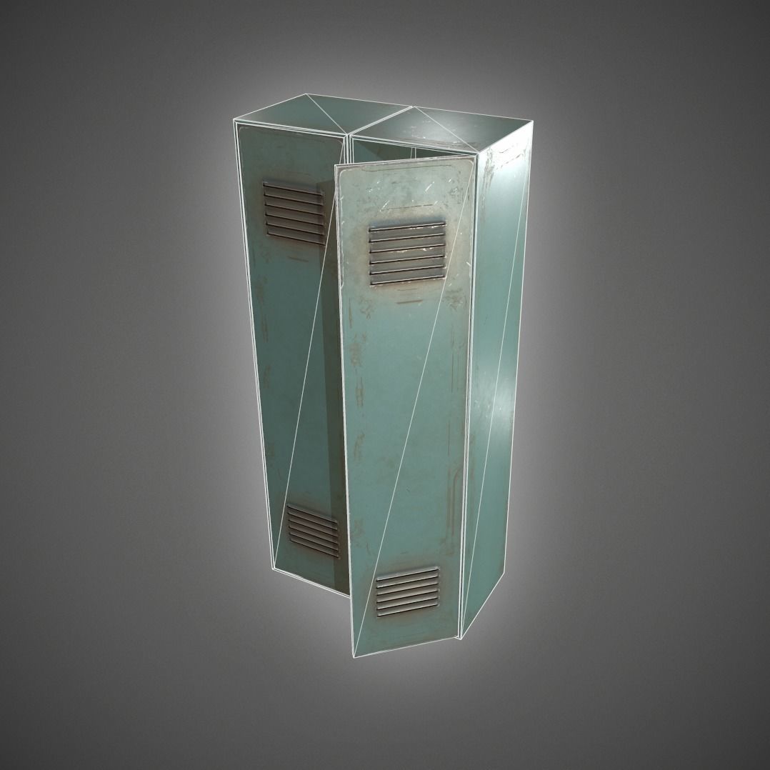Metal Locker Low-poly 3D model_22