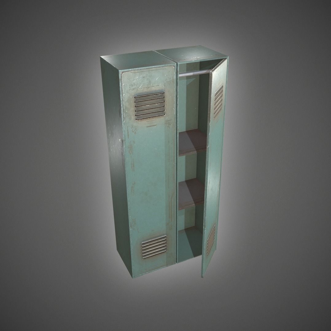 Metal Locker Low-poly 3D model_1