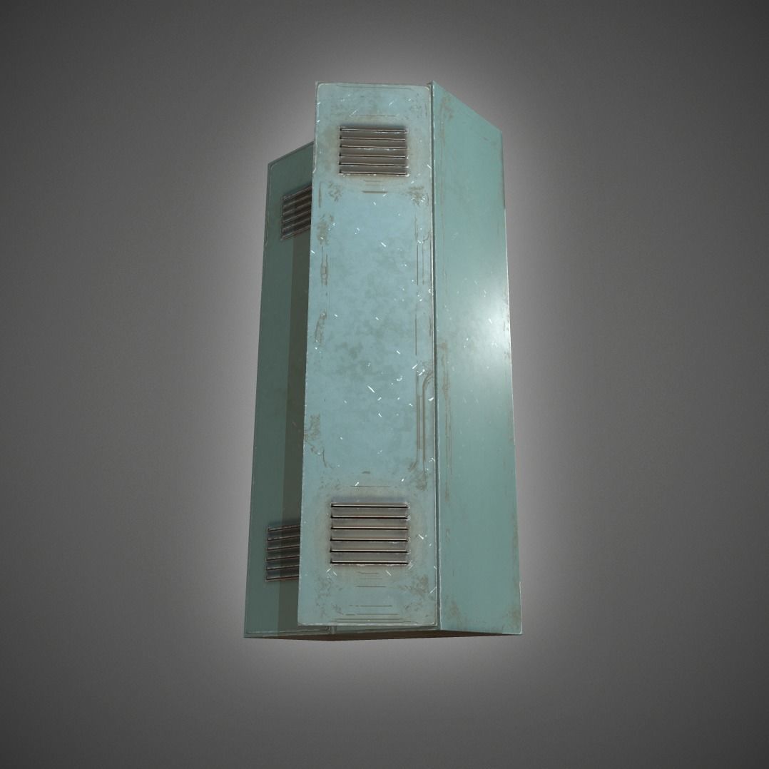 Metal Locker Low-poly 3D model_16