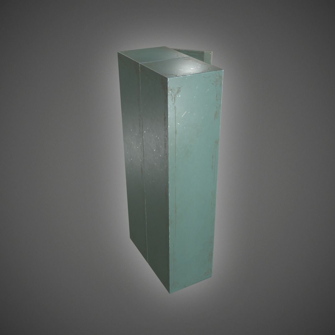 Metal Locker Low-poly 3D model_10