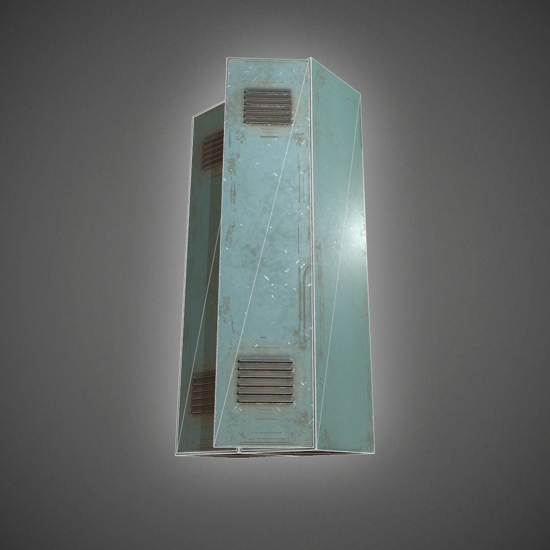 Metal Locker Low-poly 3D model_25
