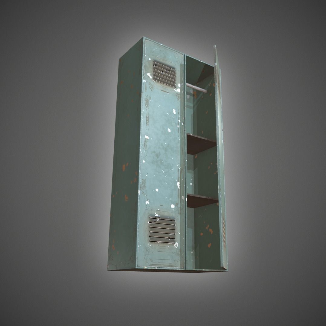 Metal Locker Low-poly 3D model_12