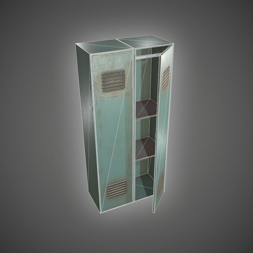 Metal Locker Low-poly 3D model_21