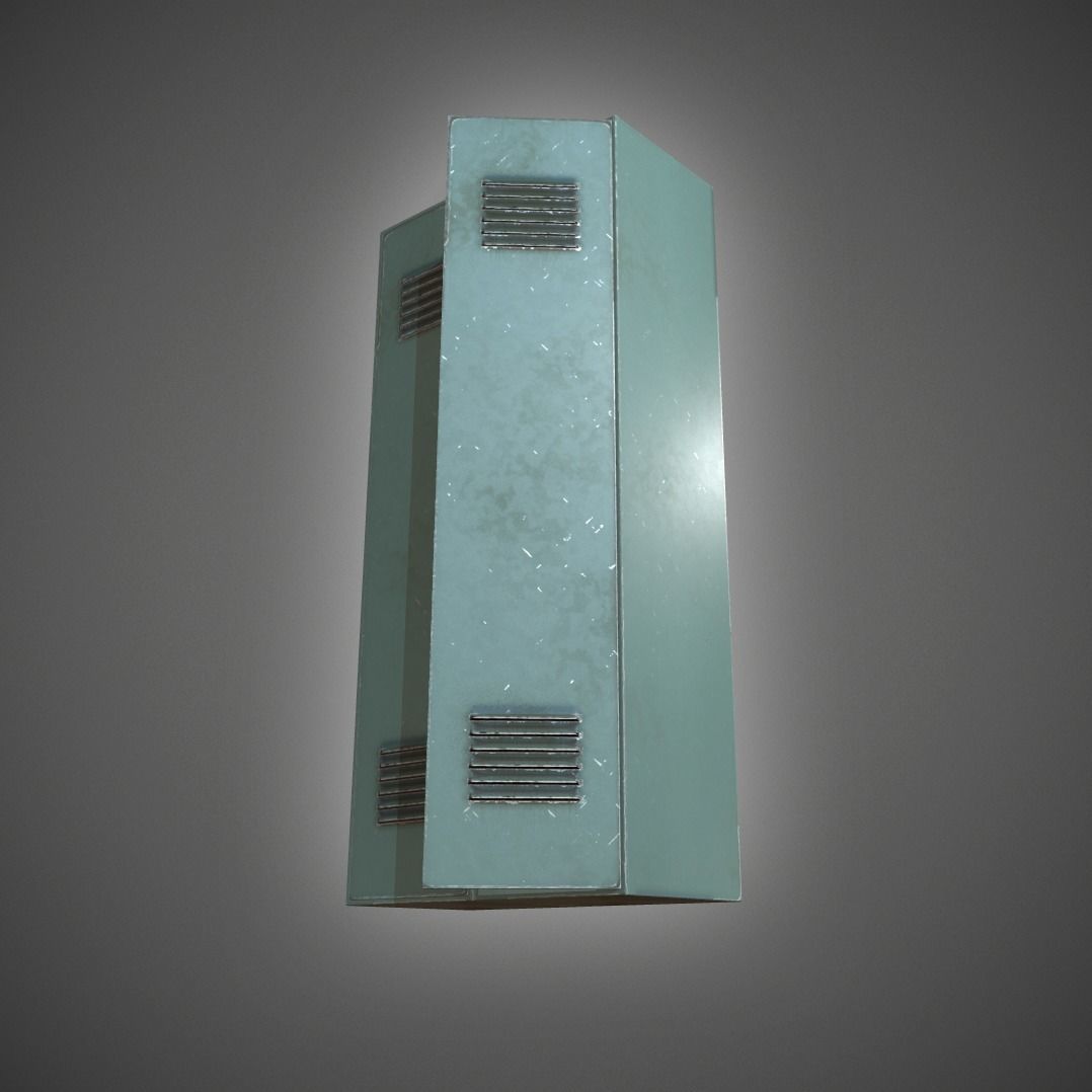 Metal Locker Low-poly 3D model_17