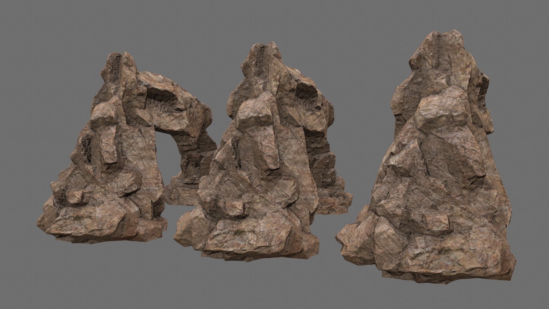 rocks set rock Low-poly 3D model_7