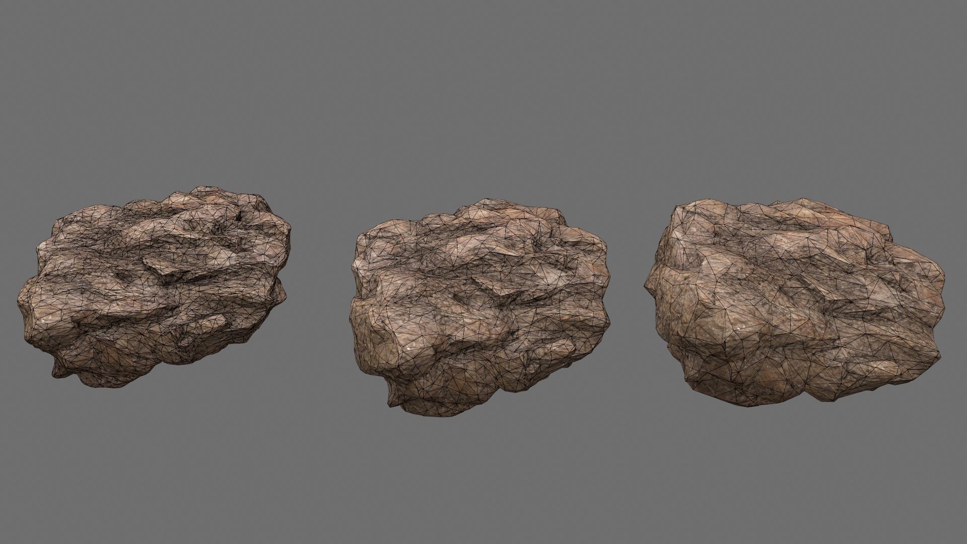 rocks set rock Low-poly 3D model_16
