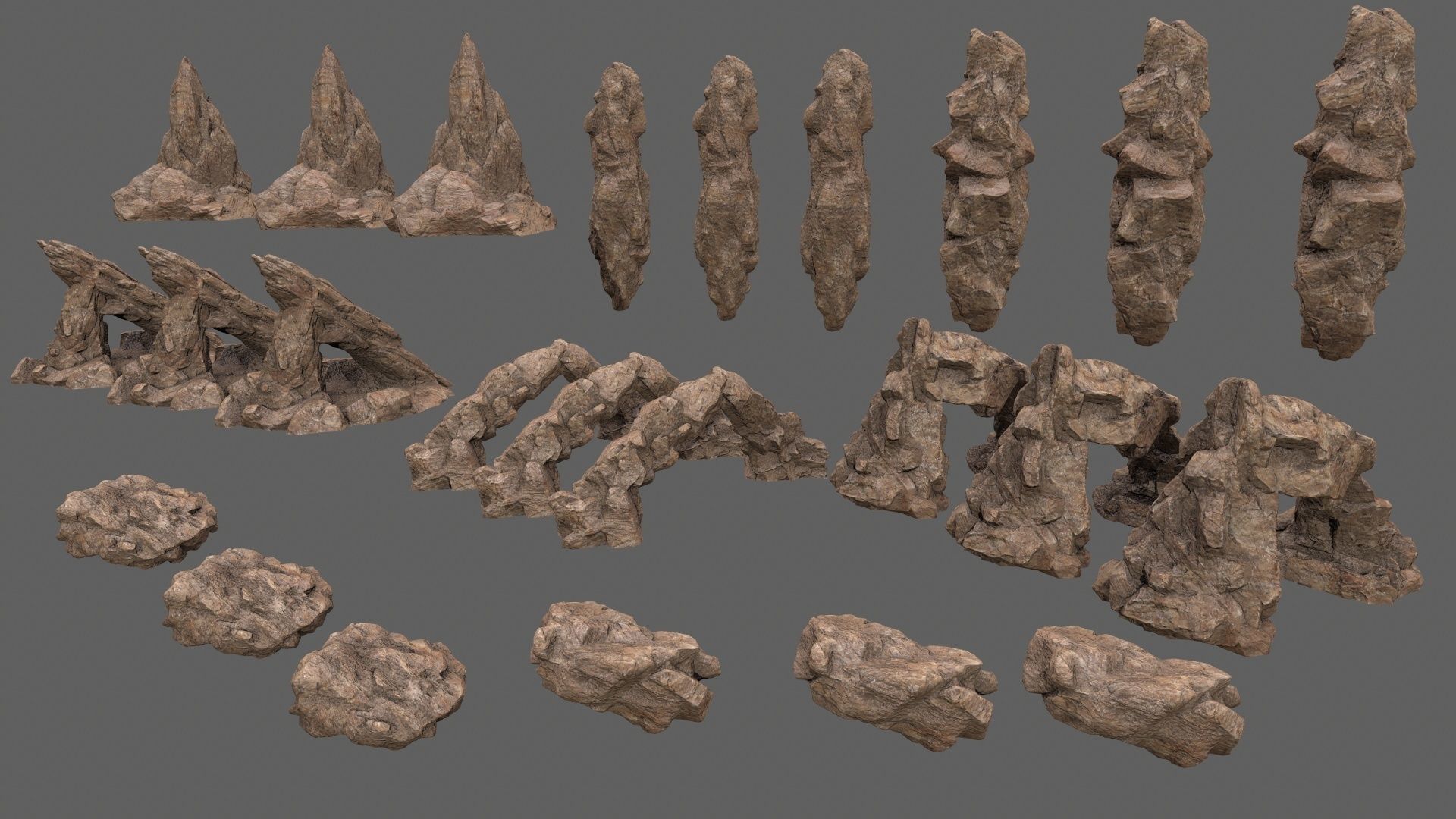 rocks set rock Low-poly 3D model_1