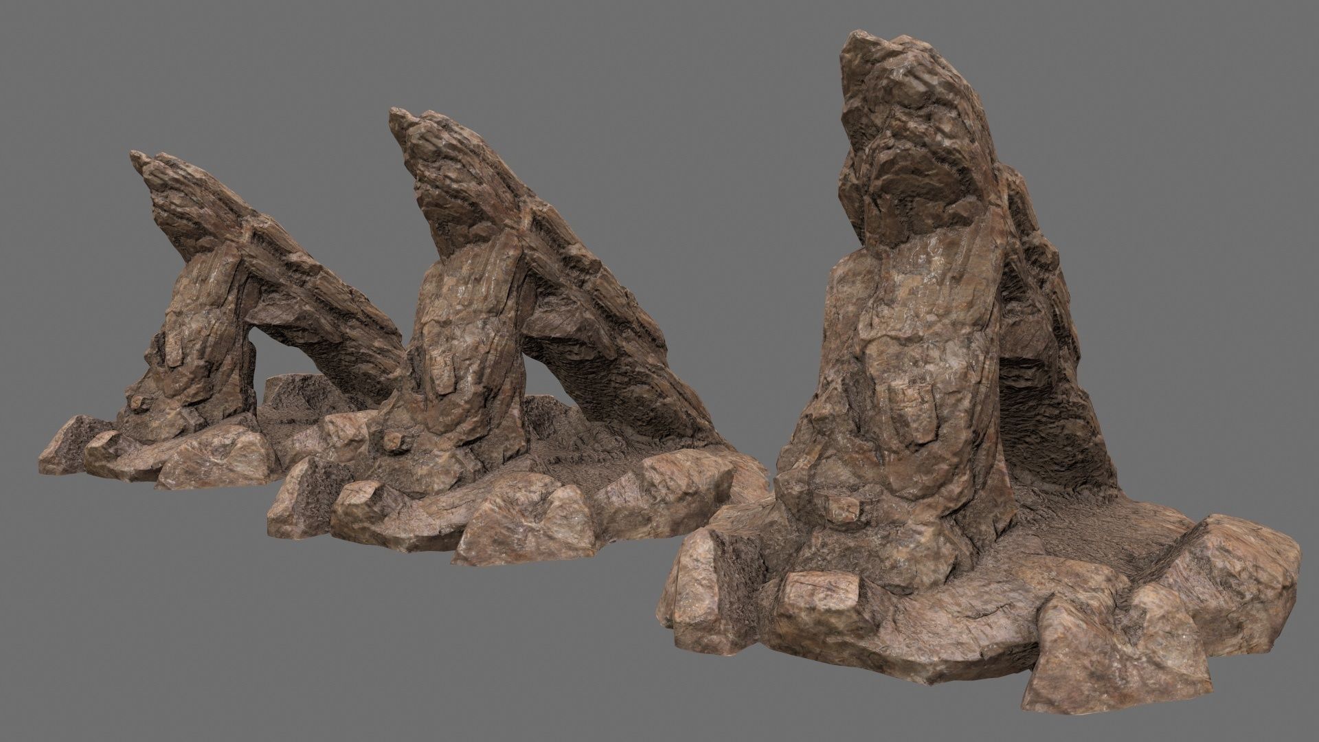 rocks set rock Low-poly 3D model_11