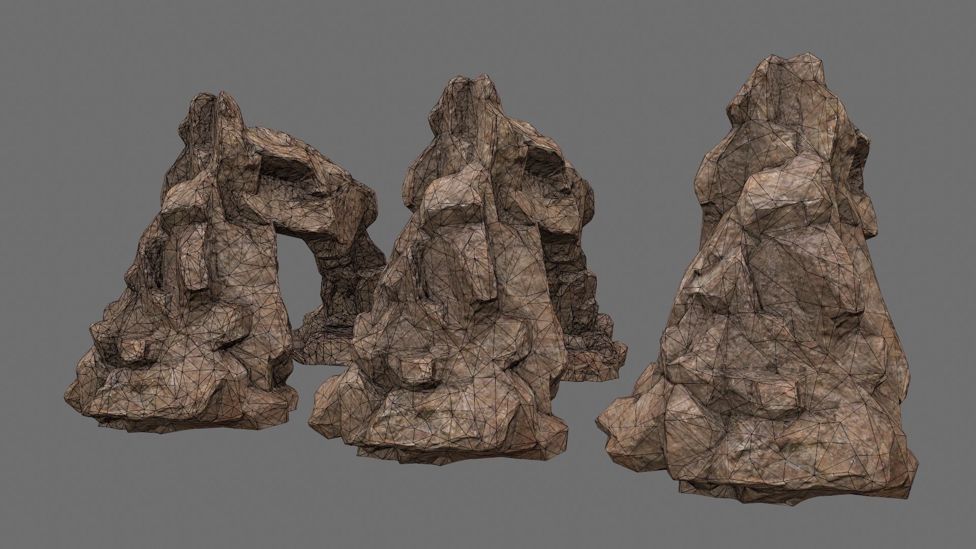 rocks set rock Low-poly 3D model_8
