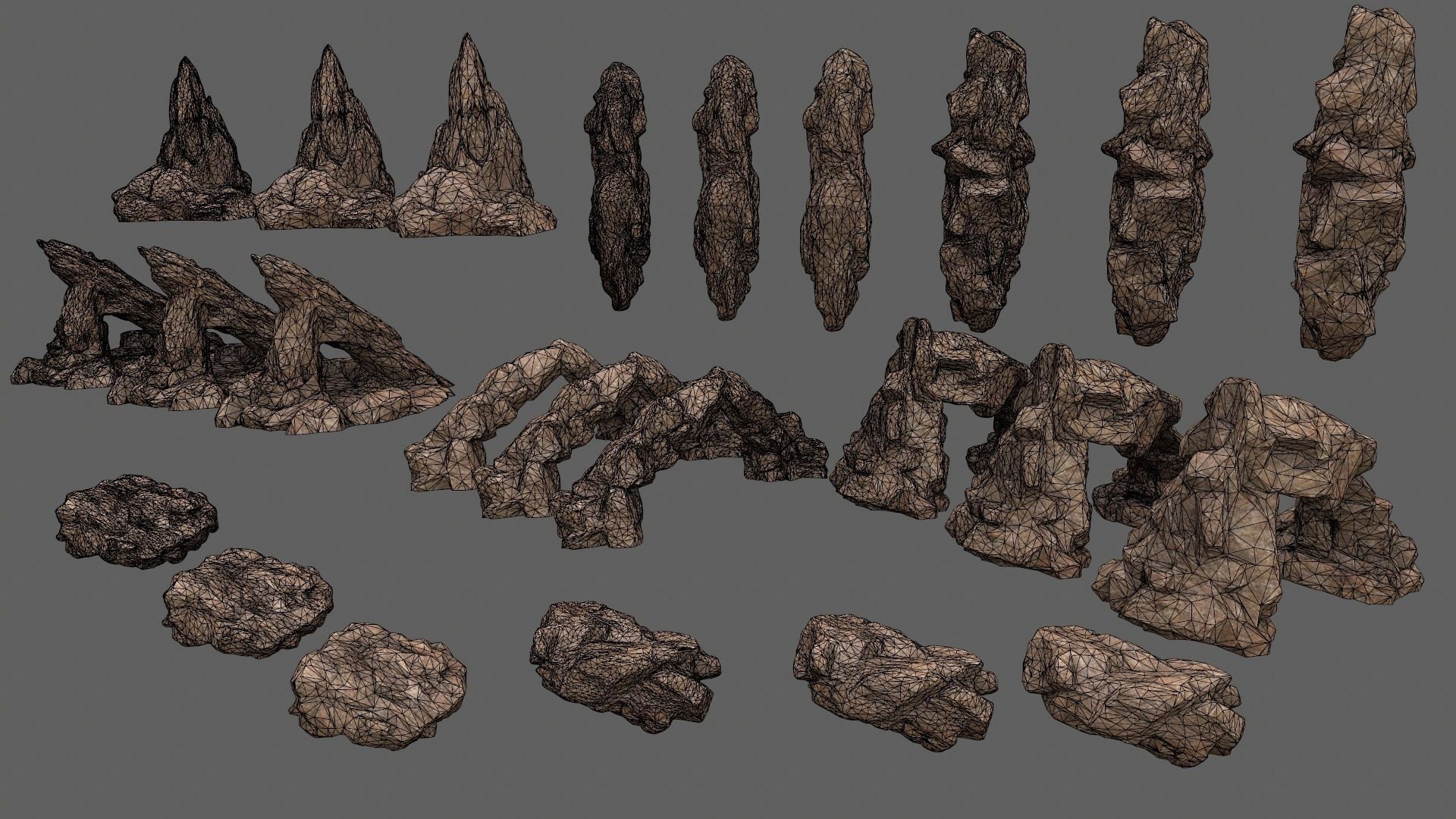 rocks set rock Low-poly 3D model_2