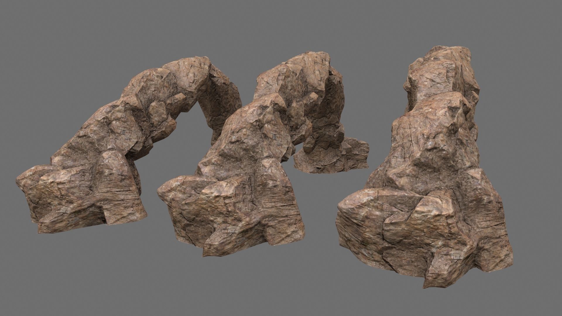 rocks set rock Low-poly 3D model_3