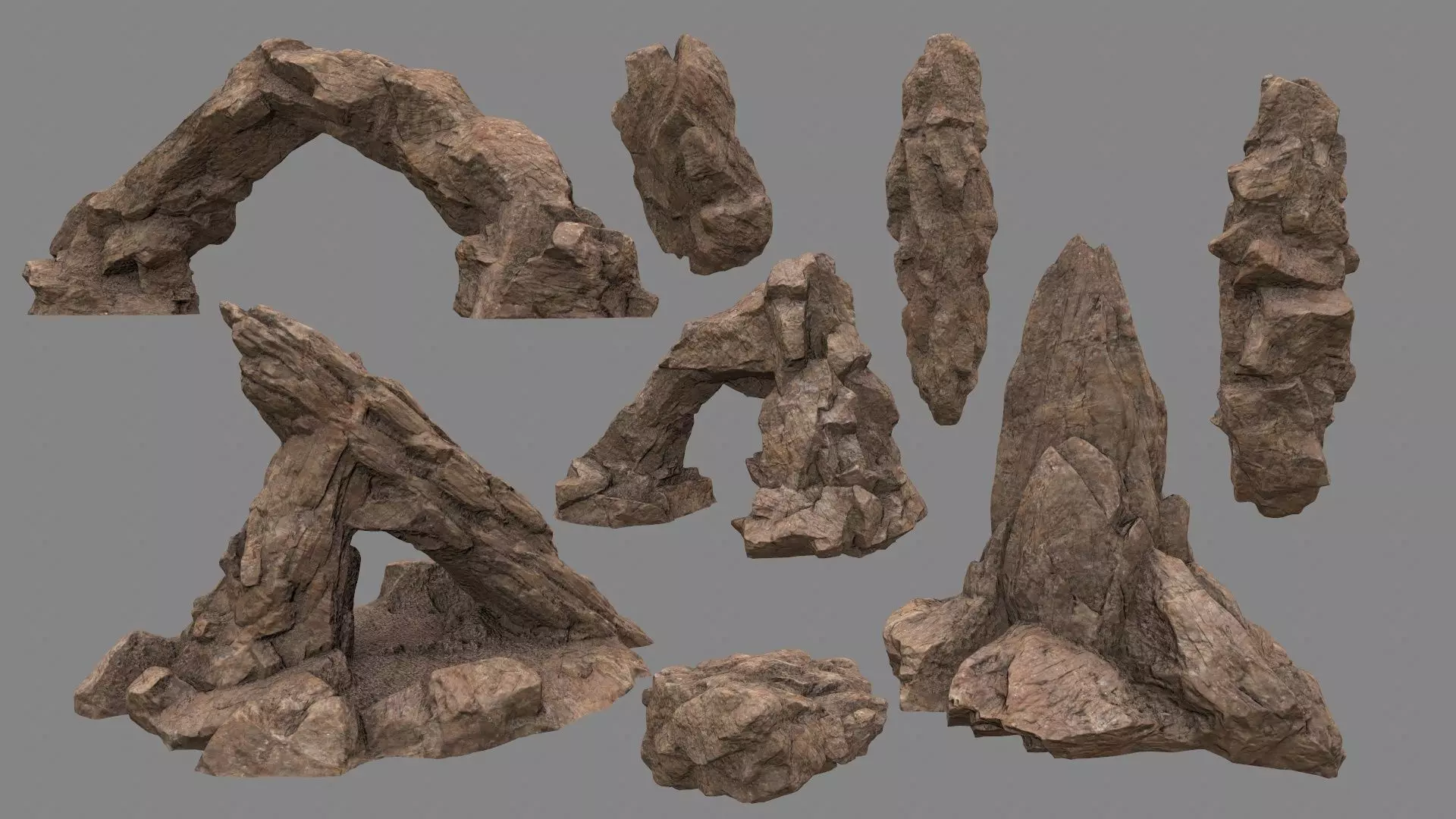 rocks set rock Low-poly 3D model_0