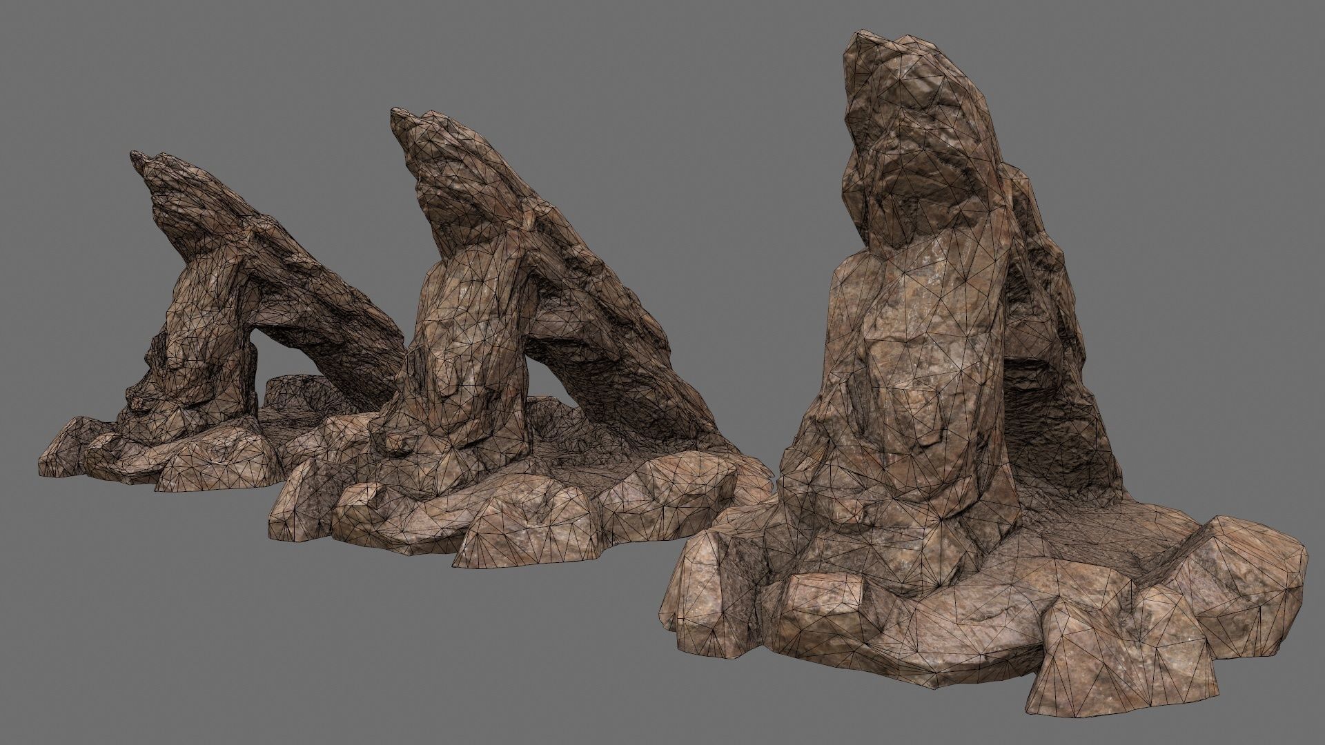 rocks set rock Low-poly 3D model_12