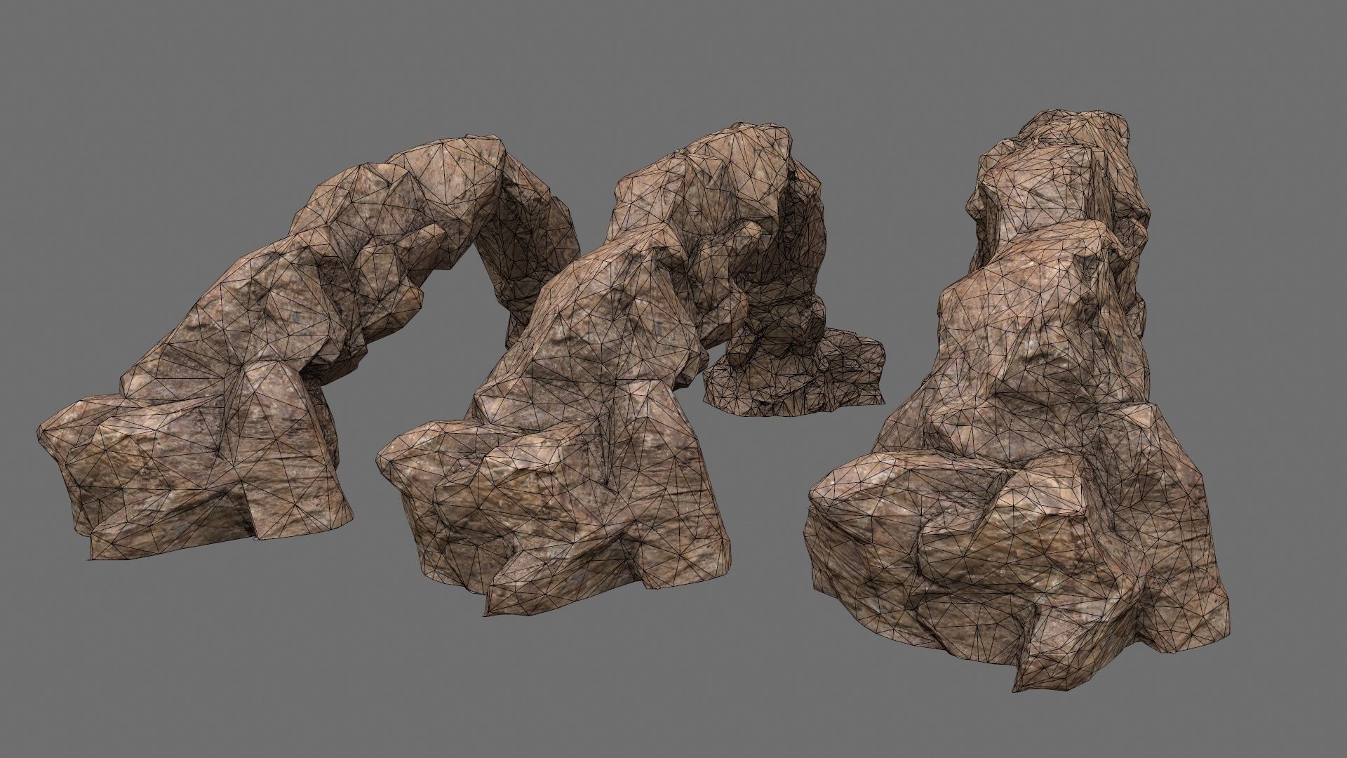rocks set rock Low-poly 3D model_4