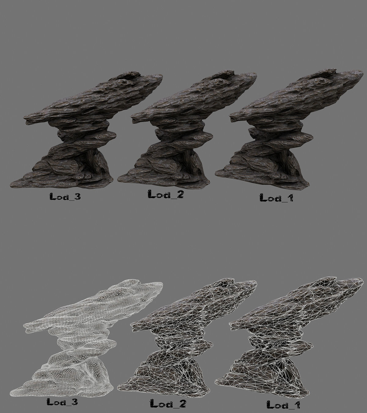 rocks set 4 stone sculpture Low-poly 3D model_1