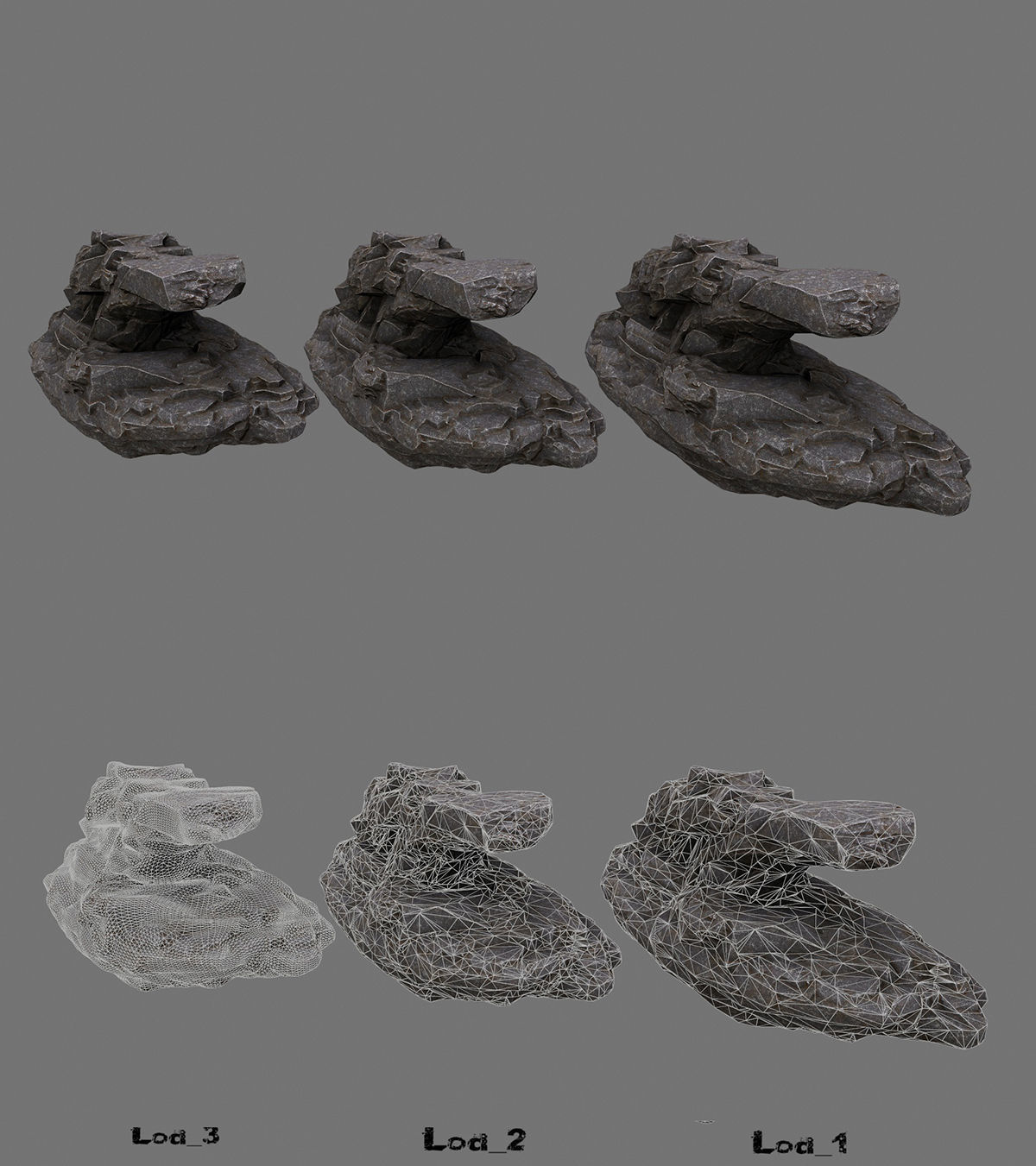 rocks set 4 stone sculpture Low-poly 3D model_16