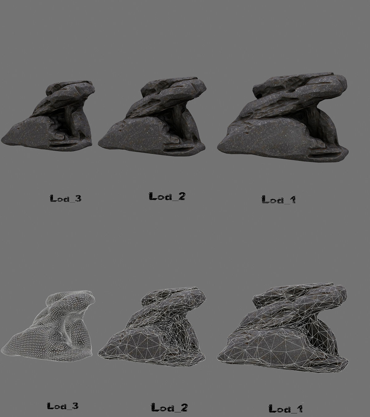 rocks set 4 stone sculpture Low-poly 3D model_7