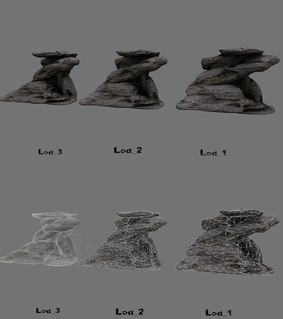rocks set 4 stone sculpture Low-poly 3D model_4