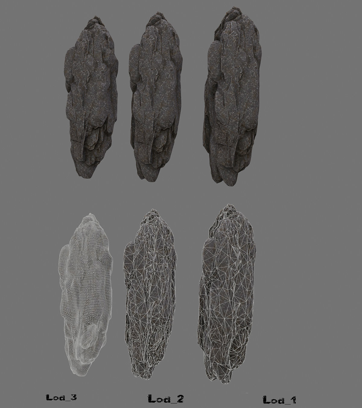 rocks set 4 stone sculpture Low-poly 3D model_22