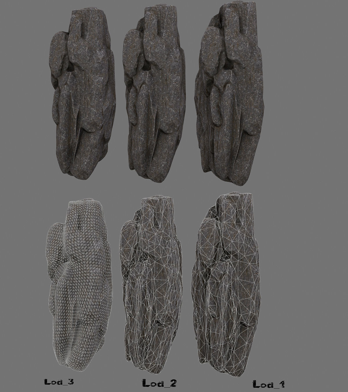 rocks set 4 stone sculpture Low-poly 3D model_13