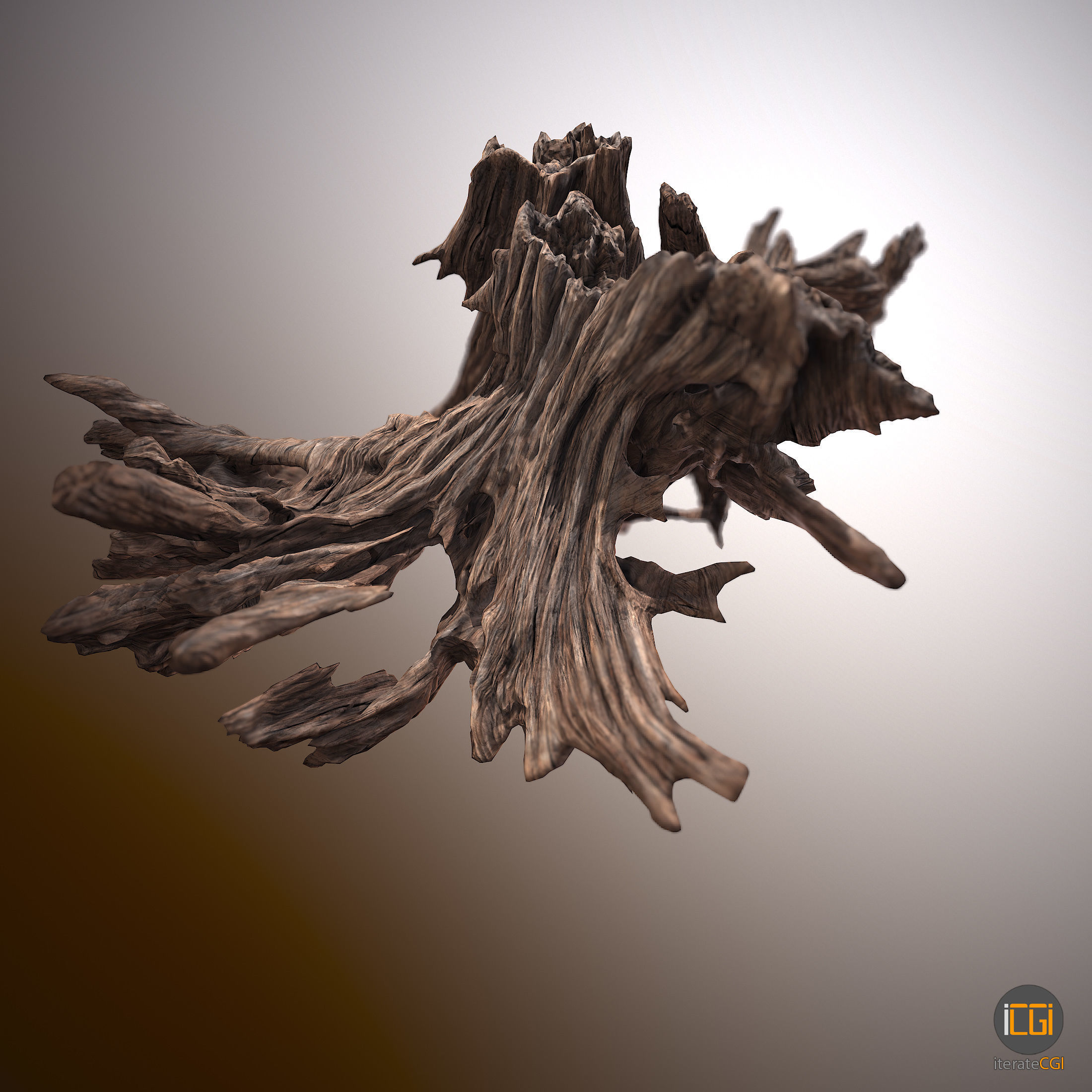 Driftwood piece of Low-poly 3D model_7