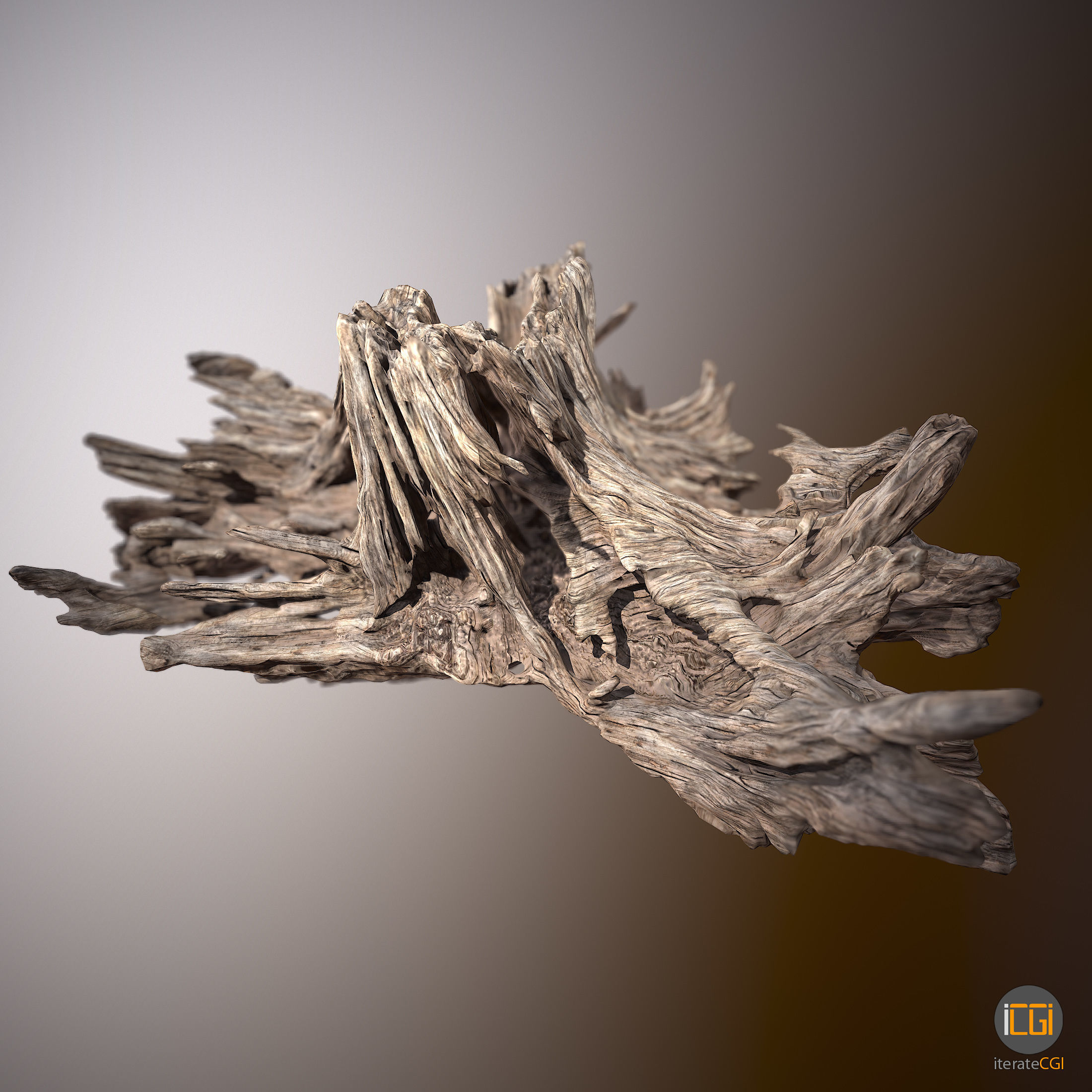 Driftwood piece of Low-poly 3D model_4