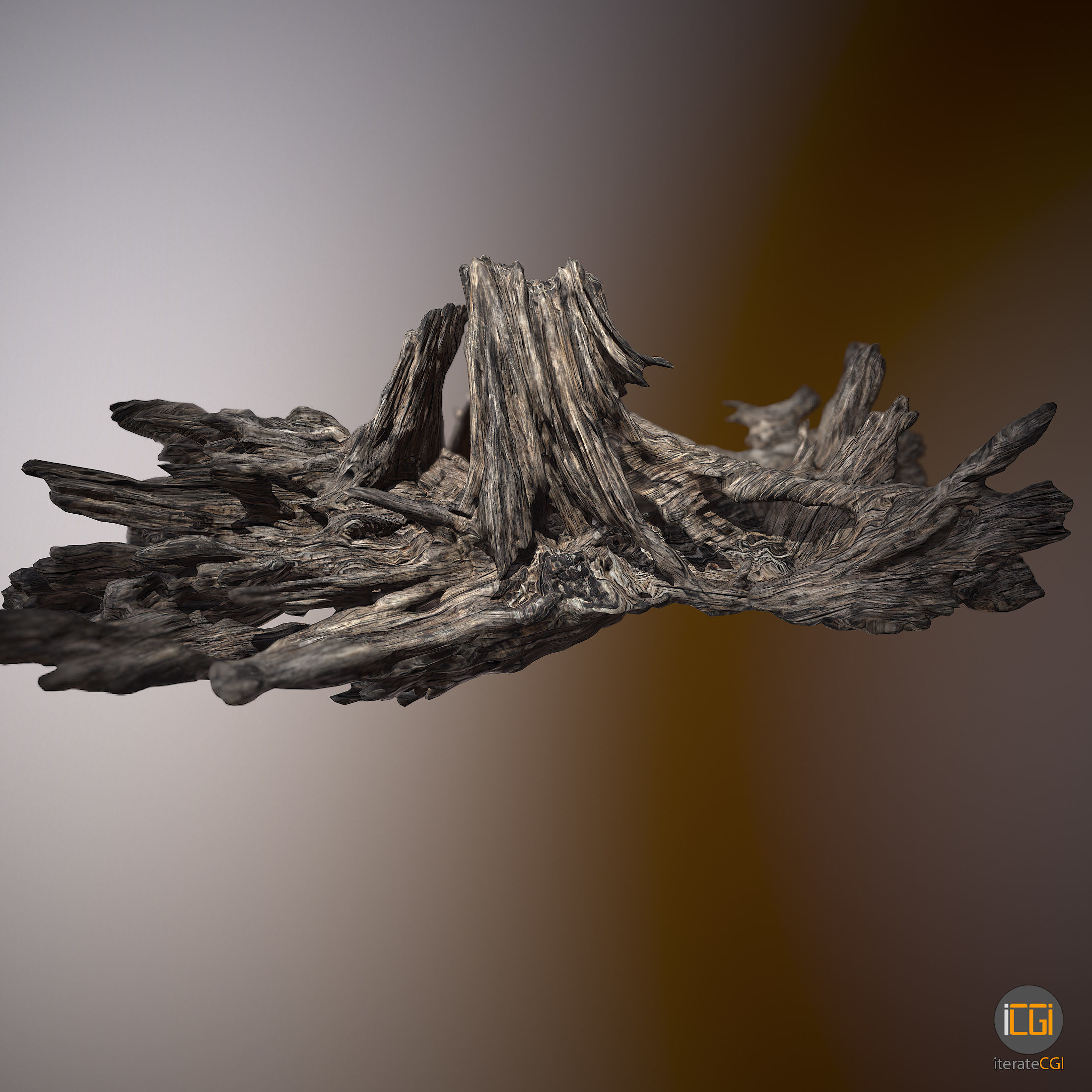Driftwood piece of Low-poly 3D model_5
