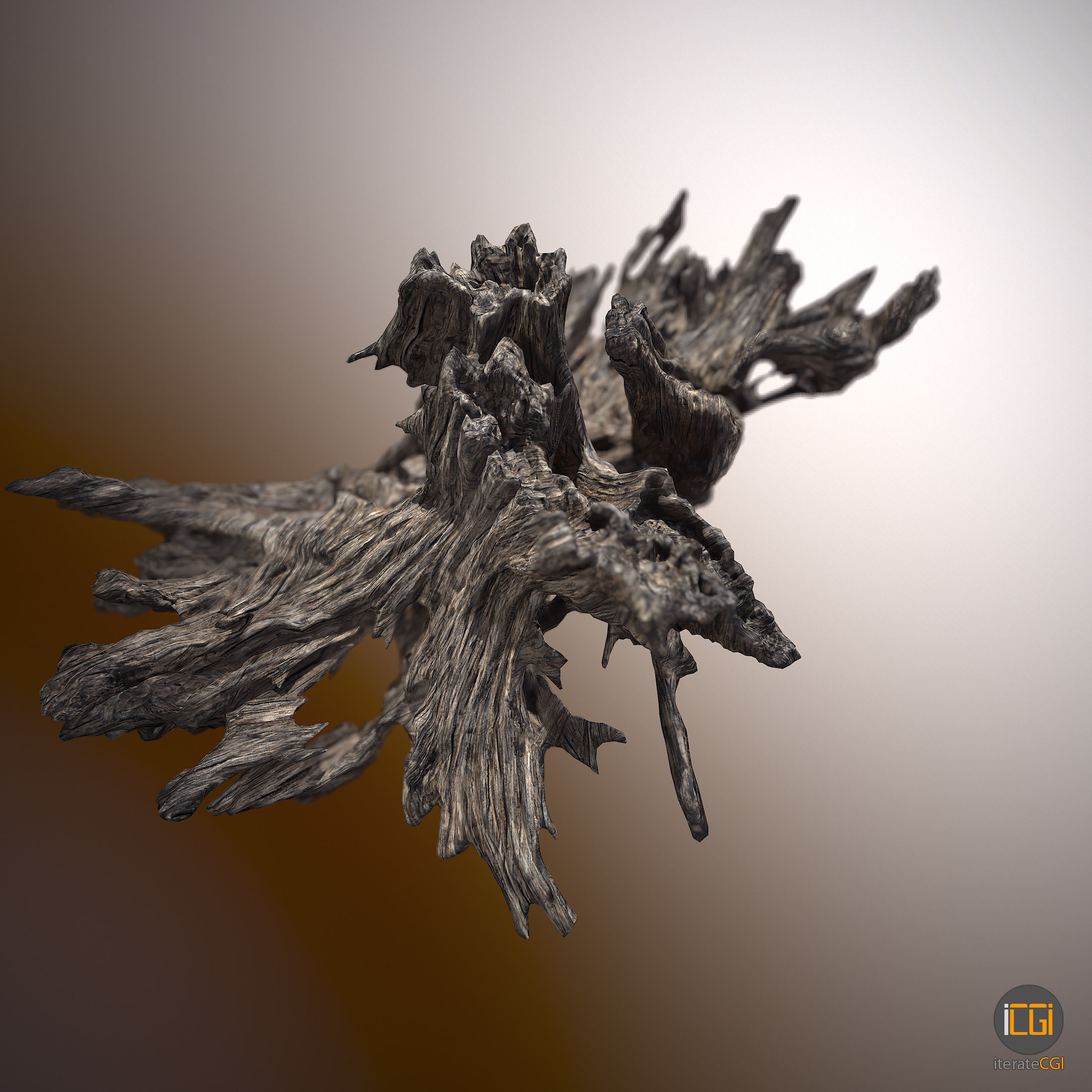 Driftwood piece of Low-poly 3D model_16