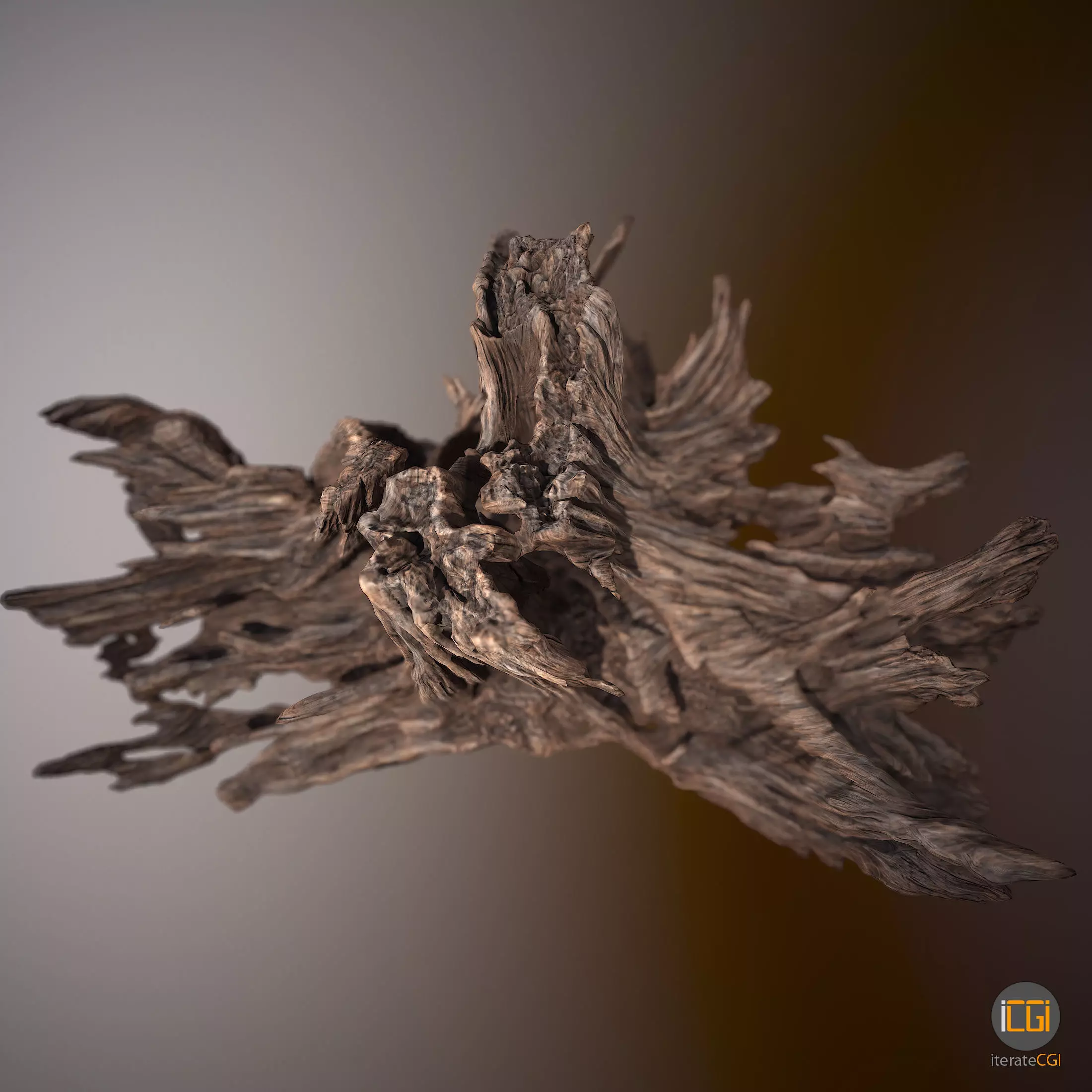 Driftwood piece of Low-poly 3D model_0