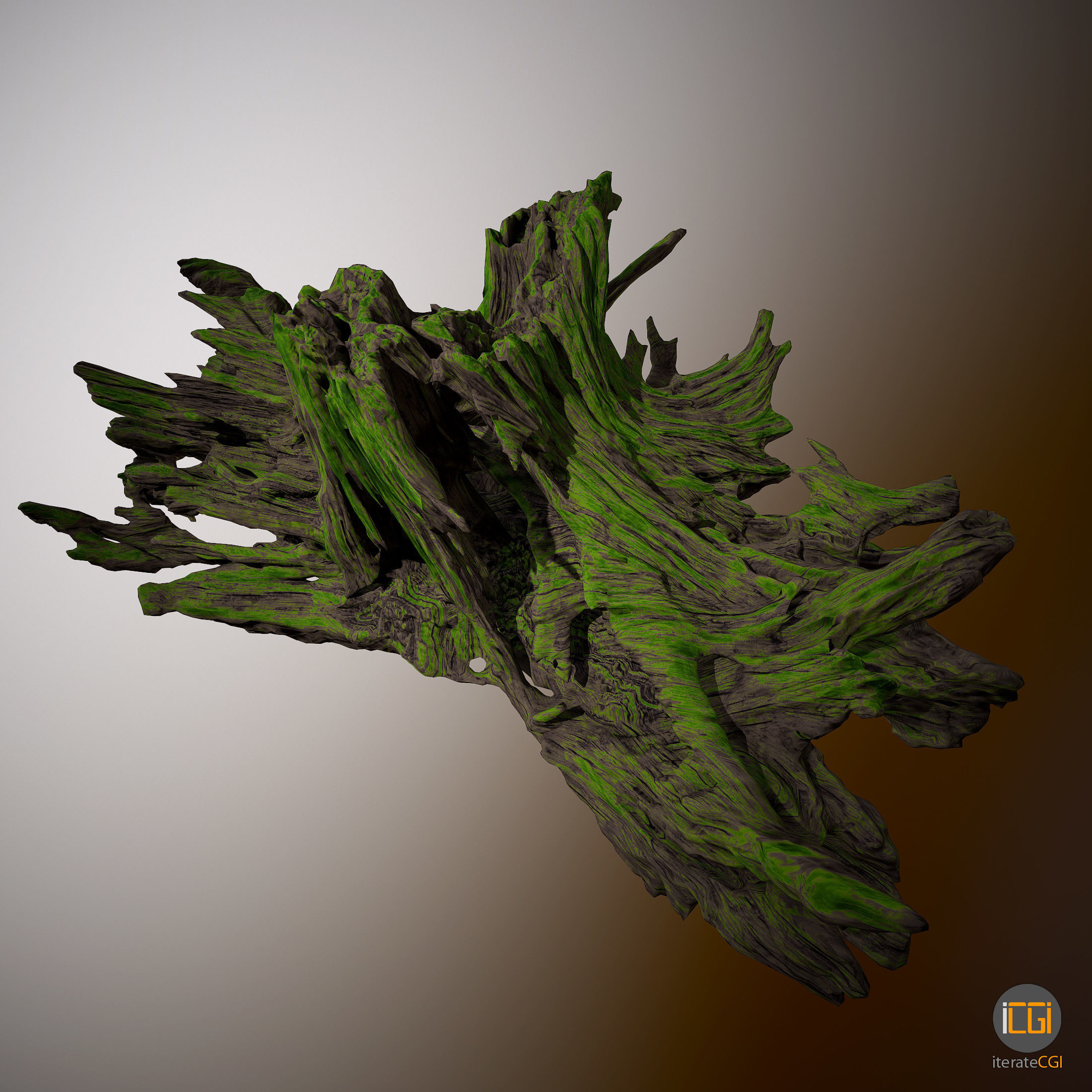 Driftwood piece of Low-poly 3D model_2