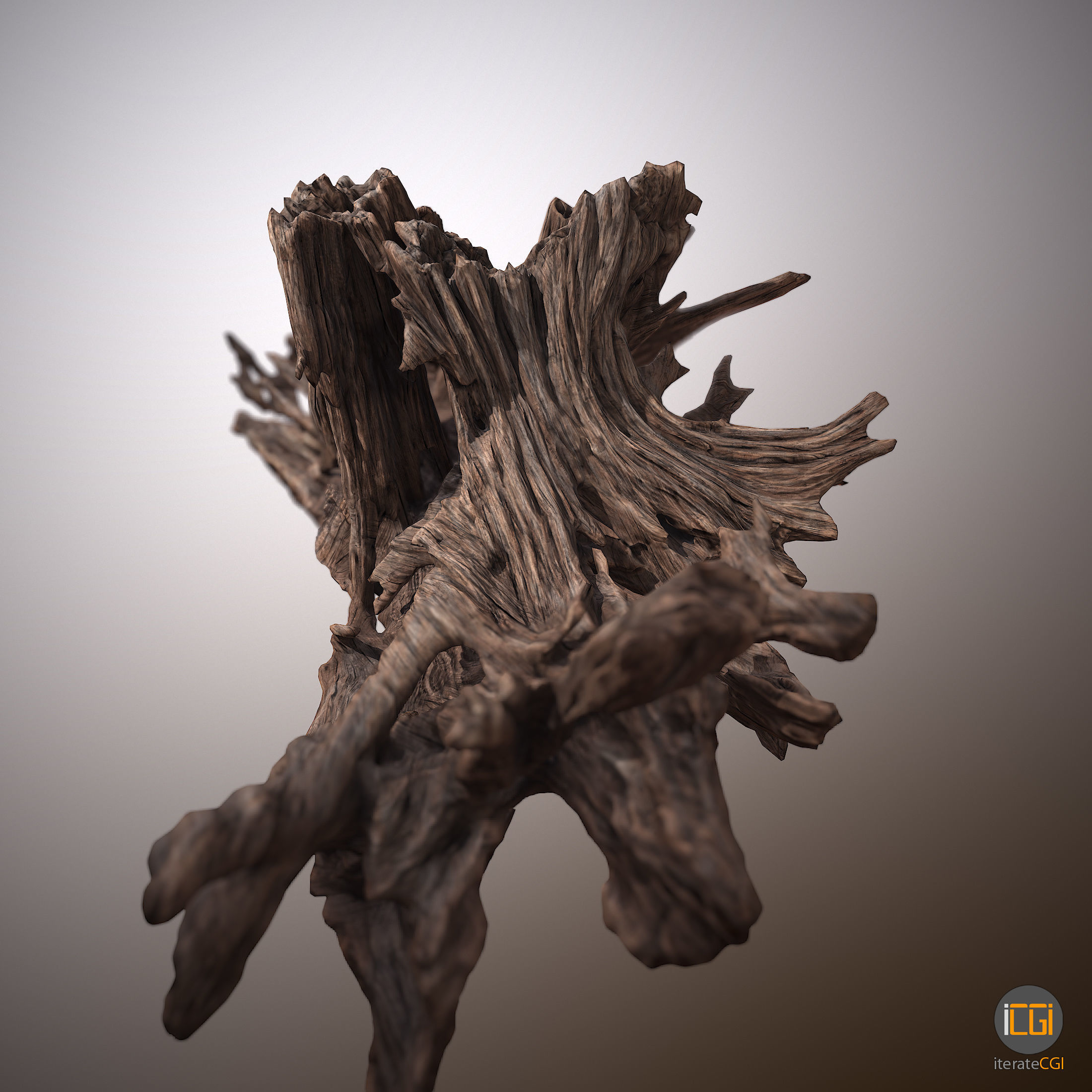 Driftwood piece of Low-poly 3D model_6