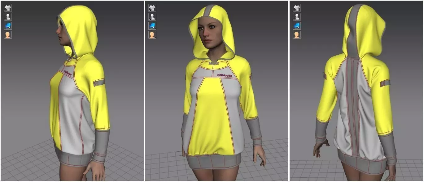 Marvelous Designer Garment - Female Hoodie Activewear 3D model_0