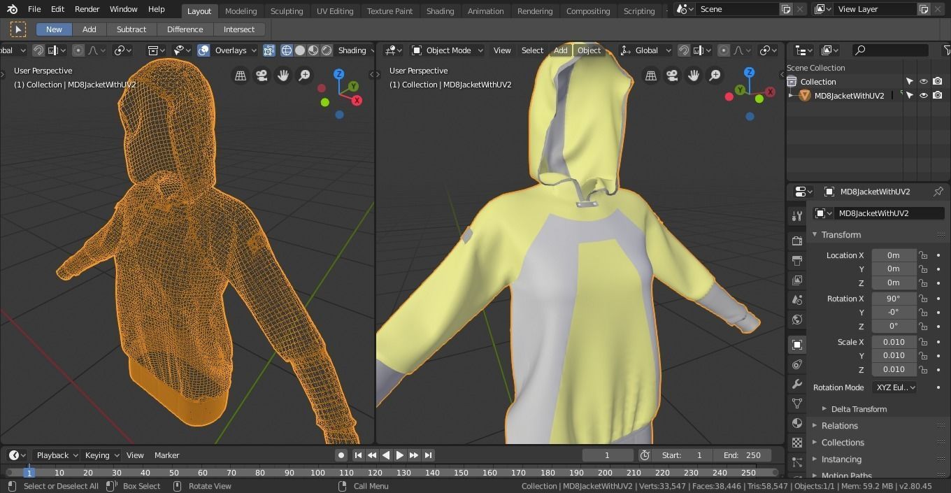 Marvelous Designer Garment - Female Hoodie Activewear 3D model_1