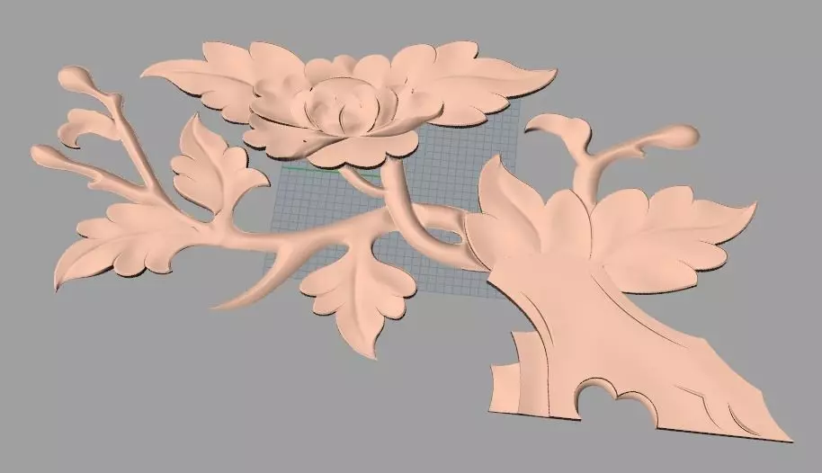 Bed door flower 3D relief STL model for CNC engraving E550 3D model_0
