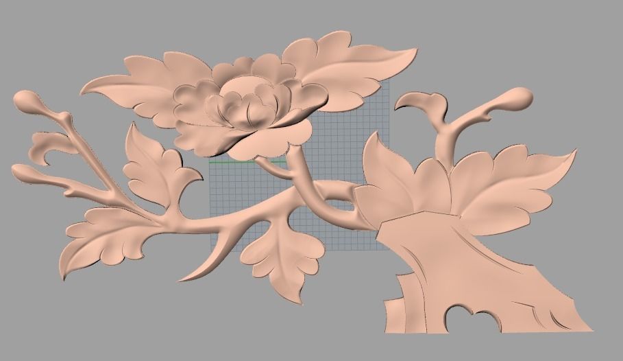 Bed door flower 3D relief STL model for CNC engraving E550 3D model_1
