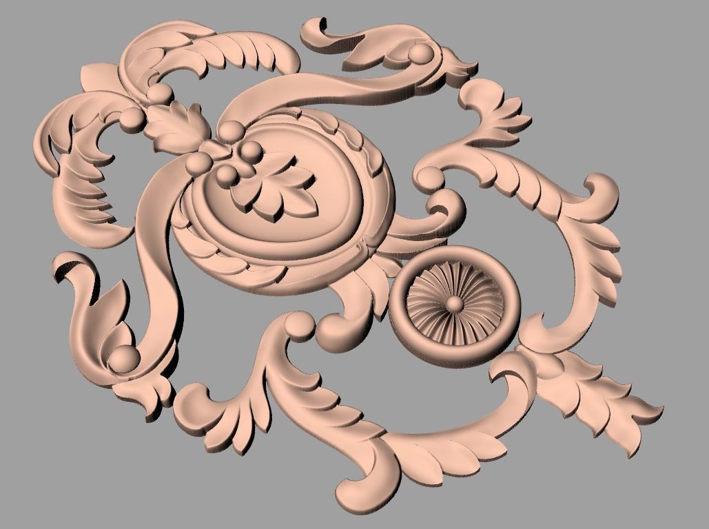 Bed door flower 3D relief STL model for CNC engraving E549 3D model_1