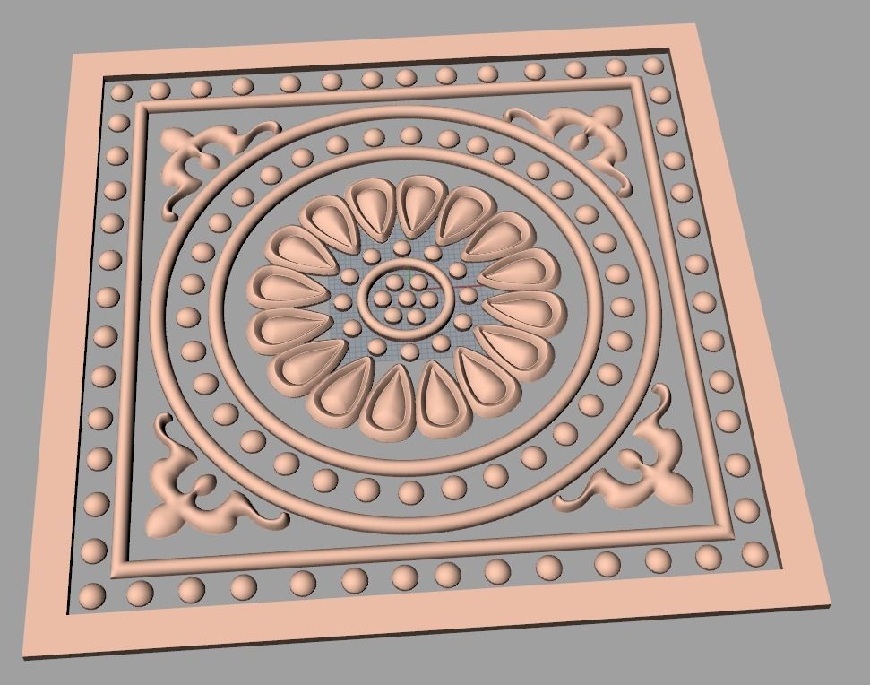 Bed door flower 3D relief STL model for CNC engraving E548 3D model_1