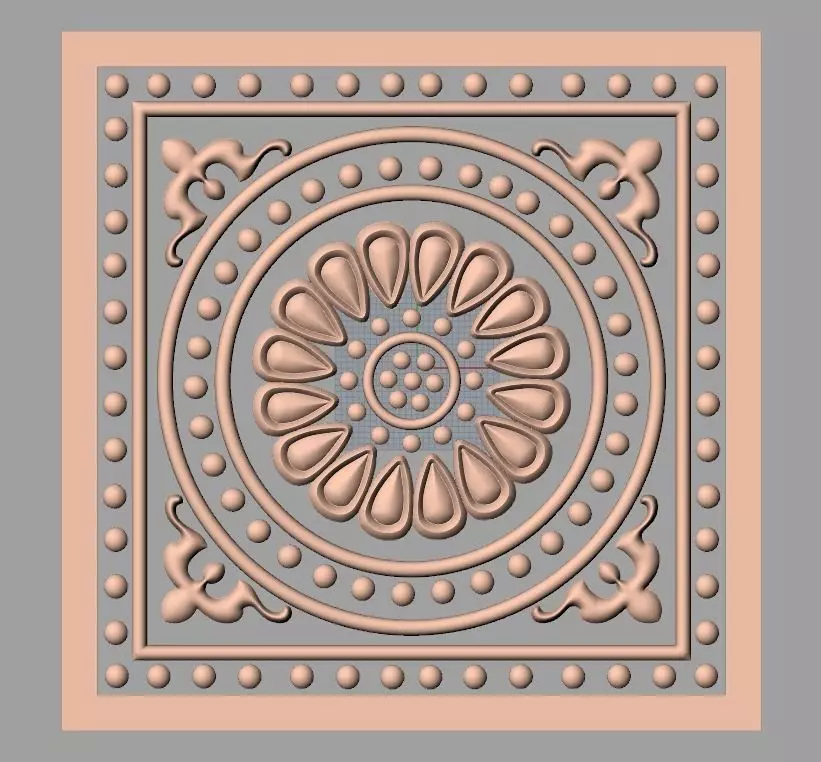 Bed door flower 3D relief STL model for CNC engraving E548 3D model_0