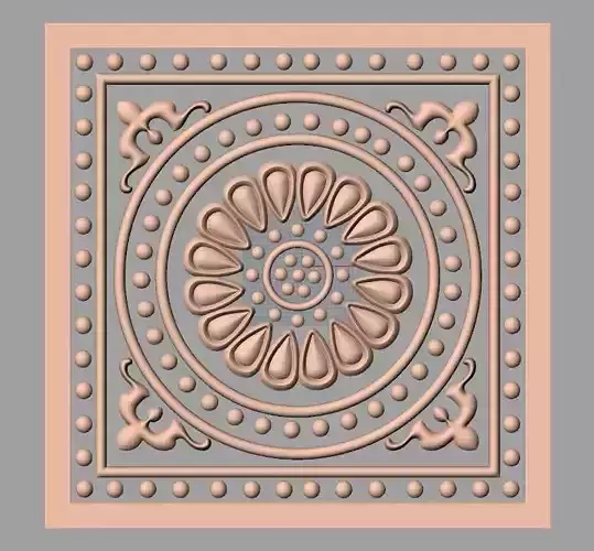 Bed door flower 3D relief STL model for CNC engraving E548
