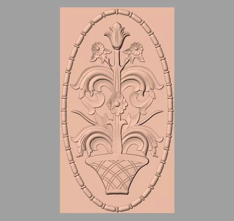 Bed door flower 3D relief STL model for CNC engraving E546 3D model