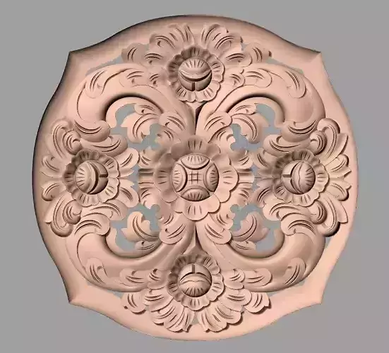 Bed door flower 3D relief STL model for CNC engraving E545
